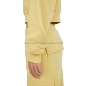 Custom Women's Casual Sportswear Quick Dry Cotton Crop Top Hoodie Breathable Breathable Hooded Plain Blank Design for Ladies - Product Image 4