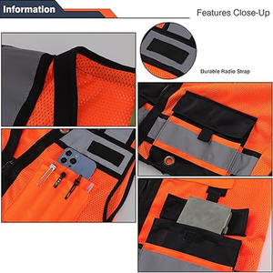 Sudadera con capucha reflectante de manga larga para hombre, ropa de trabajo de construcción personalizada, chaqueta de seguridad de alta visibilidad a prueba de agua - Product Image 6