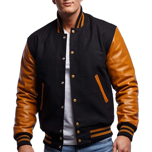 Veste universitaire en cuir pour homme de haute qualité personnalisée, veste universitaire de baseball à lettres contrastées personnalisée pour homme - Product Image 2