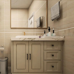 Superficie sinterizada de alta calidad con fregadero y gabinete de madera contrachapada de tocador de baño superior de cuarzo - Product Image 6