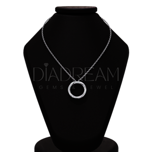 Cercle personnalisé conçu Moissanite rond taille brillant diamant pendentif collier en argent sterling 925 usure quotidienne et cadeau de mariages - Product Image 3