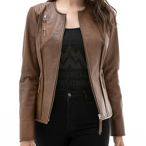 Precio bajo al por mayor de cuero Pu chaqueta de cuero de las mujeres de moda Slim Fit chaqueta de cuero de las mujeres - Product Image 1