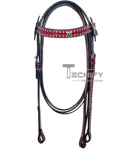 Headstall fait en cuir pur occidental de qualité supérieure avec des Headstalls de course de baril de collier de poitrine au prix de vente en gros - Product Image 1