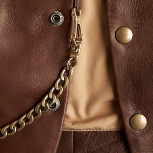 Custom <b>Men's</b> Fashionable Biker <b>Waistcoat</b> Grade Cowhide Genuine <b>Leather</b> Vest Winter Outer Wear Button Washed OEM Service - Product Image 3