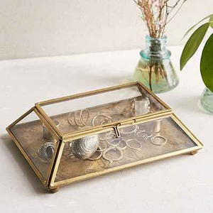 Boîte à bijoux en verre en forme de rectangle vintage, excellente qualité, porte-bijoux faits à la main, boîte en verre de créateur classique et élégante en gros - Product Image 2