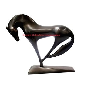Escultura moderna de caballo de pastoreo abierto, bronce envejecido muy texturizado y acabado dorado metálico, arte Animal para el hogar - Product Image 2
