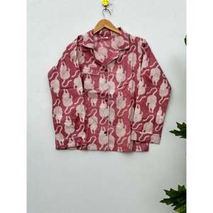 Conjunto de Pijama de Algodón para Novia, Estampado Floral Indio, Ligero, Ropa de Dormir para Mujer, Tejido Transpirable, con Botones, Estilo Casual - Product Image 2