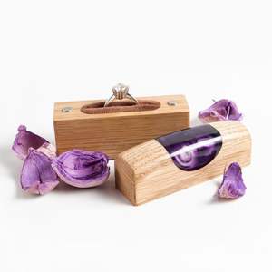 กล่องแหวนเครื่องประดับทำด้วยมือทำจากเรซินสุดหรูมีเอกลักษณ์สำหรับงานแต่งงานงานหมั้นทำจากไม้และเรซิ่นแบบสองช่อง - Product Image 1