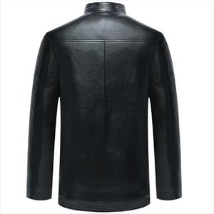 PU Leather <b>Jacket</b> Tang Suit <b>Men</b> Plus <b>Velvet</b> Thick Loose Cotton Coat Winter Stand Collar Casual Disc Buckle Outerwear - Product Image 3
