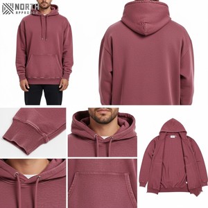 Otoño/Invierno de gran tamaño transpirable Mujer pulóver gota hombro tejido ácido lavado Sudadera con capucha para mujer Reversible Hombre - Product Image 6