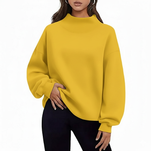 High Quality 100% Cotton Women Long Front Oversized Mock Neck Soft Cotton Fleece Winter Casual Wear Mock Neck - Product Image 1