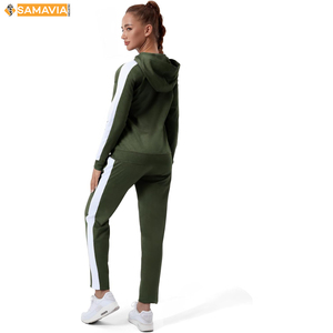 Conjunto de chándal personalizado para mujer, conjunto básico de dos piezas, Sudadera con capucha y pantalones acampanados, chaqueta con cremallera, pantalones acampanados ajustados, trajes para correr - Product Image 4