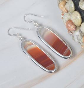 High Quality Orange Botswana Agate 925 Sterling <b>Silver</b> <b>Long</b> <b>Earring</b> Handmade Jewelry Botswana Agate <b>Earring</b> Gift for Christmas - Product Image 2