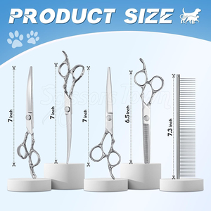 Durable Stainless Steel Pet Grooming <b>Scissors</b> Set for Easy Fur Cutting and Styling for All Breeds - Product Image 5