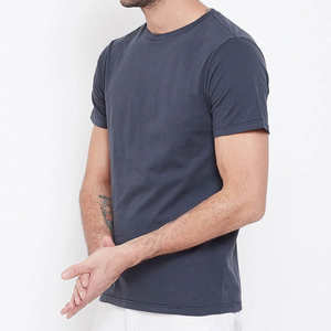 Color sólido 100% algodón camisetas de hombre Casual cuello redondo manga larga Camiseta de manga corta para otoño nueva llegada - Product Image 3