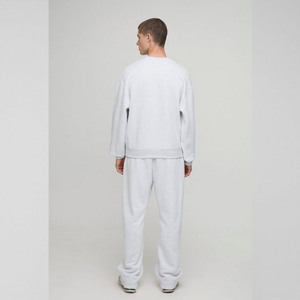 Winter Men's <b>White</b> American Fashion Heavy Cotton Sweater, Customizable Logo Pattern, Unlined, Loose Round Neck - Product Image 5