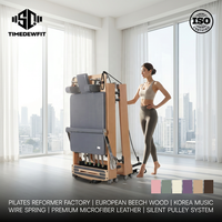 Machine de Pilates Reformer Pliable et Portable en Bois de Chêne Premium avec Ressorts à Résistance Réglable pour Studio et Usine