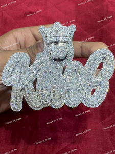 Collar con Colgante de Nombre con Diseño de Corona Personalizada, Estilo Hip Hop, con Incrustaciones de Diamantes de Imitación Moissanite - Product Image 3