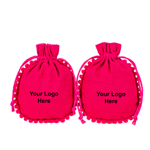 Contenedor de joyería de algodón orgánico con logotipo personalizado hecho a mano indio Rosa pequeña bolsa al por mayor para collar y otros regalos - Product Image 3