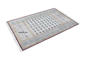 Tapis de travail à bordure en zigzag Tapis d'impression Jaipuri unique pour le salon à la maison et l'utilisation occasionnelle du festival de voiture - Product Image 5
