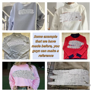 Customized Lettering Patchwork Applique Embroidery Winter Mock Neck Long Sleeve Fleece Casual Style Sweatshirt Front Logo - Product Image 5