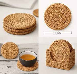 Sous-verre en rotin moderne très tendance avec support, taille/forme/couleur personnalisables, écologique et durable, de Quality Enterprises - Product Image 4