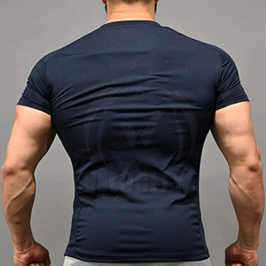 Vente en gros 100% coton T-shirt coupe ajustée pour hommes T-shirt de fitness à col rond avec logo OEM personnalisé et design de couleur - Product Image 3