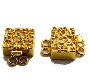 28X18X7MM Multi Strand Marquise Box Fermoir 2 Brins Cuivre Oxydé Plaqué Argent Plaqué Or 18k Fermoir B203 - Product Image 1