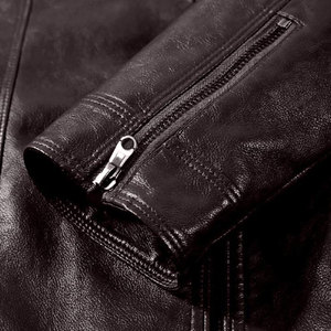 Veste de moto en cuir de haute qualité pour hommes, sur mesure, style décontracté avec col montant, fermeture à glissière, meilleur prix pour l'hiver - Product Image 4