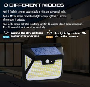 HYBEC-lampada solare esterna con sensore di movimento, luce solare automatica per giardino, terrazza o parete 5W - Product Image 4