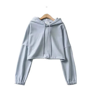 Sudadera con Capucha Corta de Forro Polar para Mujer, Corte Holgado, Hombros Caídos, Logotipo Frontal, Otoño-Invierno - Product Image 5