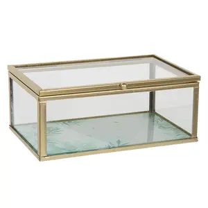 Caja de cristal de almacenamiento de joyas de nuevo diseño con forma rectangular para joyería y colección de joyas con tamaños de 17X10X7 CM