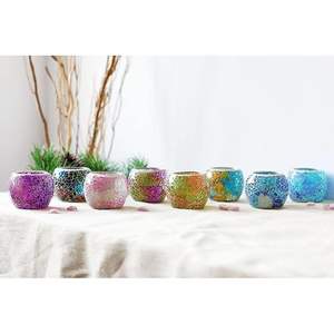 Bougeoirs Minimalistes Personnalisables en Verre Mosaïque par HF Crafts pour la Maison et le Jardin Décoration Festive pour Noël Saint Valentin - Product Image 6