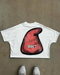 Fabricante personalizado 320 Gsm Drop Shoulder Boxy camiseta con parte inferior de impresión DTG personalizada recortada a bajo precio - Product Image 4