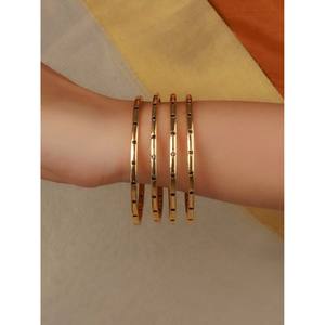 ชุดกำไลข้อมือทอง 18K ชุบทองคำแท้ 4 วง สีขาว/ดำ/ชมพูเข้ม/น้ำเงิน/เขียวเข้ม ขนาด 2.2-2.8 ซม. รุ่น TMPBAN115 - Product Image 4