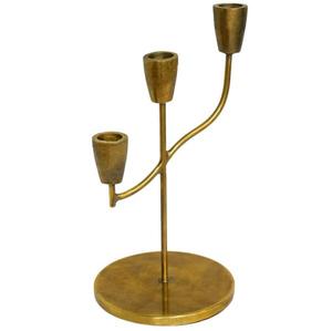 Bougeoir unique de couleur dorée en forme de finition brillante pour 3 bougies en 1 avec des tailles personnalisées avec des tailles 13x19x25.5 cm - Product Image 1