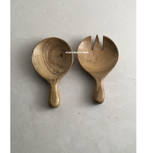 Juego de servir ensalada de madera de nuevo diseño, el mejor precio, juego de servidor de mezcla de ensalada de comida para el hogar, cuchara de mano de ensalada de madera ecológica - Product Image 4