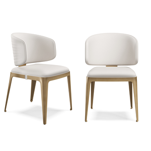 Chaises de salle à manger contemporaines en similicuir blanc et or avec pieds en métal - Meubles pour la maison - Product Image 1