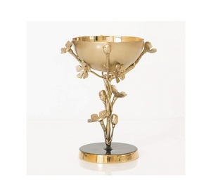 Brûleur Bakhoor en laiton de couleur or de conception fantastique brûleur d'encens de forme ronde de qualité supérieure avec support de feuille en laiton - Product Image 2