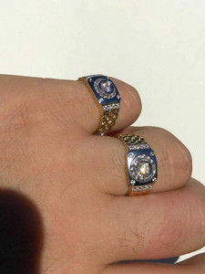 Anillo de diamante de moissanita Chapado en dos tonos de oro amarillo y Plata de Ley de 18 quilates para hombre, banda flexible para boda o regalo - Product Image 2