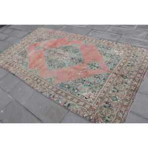 พรมวินเทจขนาดใหญ่ 5x9.2 ฟุต พรมตุรกี พรมลายตารางแดงน้ำเงินทำจากขนสัตว์ - Product Image 2