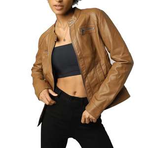 Dear-Lover Venta al por mayor OEM ODM Etiqueta privada Sólido Negro Cremallera Slim Fit Pu Faux Leather Bomber Jacket Mujeres - Product Image 4