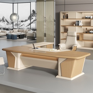 Bureau d'ordinateur en bois moderne et high-tech pour PDG, dirigeant, ou cadre supérieur, facile à assembler, extensible, en forme de L, design écologique - Product Image 1