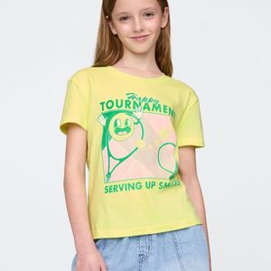 Camiseta de manga corta para niñas, estampado gráfico de amor, informal, cuello redondo, suave y cómoda - Product Image 3