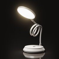 Lámpara de Mesa LED Flexible de Silicona, Diseño Nuevo, Precio de Fábrica, Lámpara de Escritorio para Sala de Lectura, Recargable, Control Táctil, con Pinza