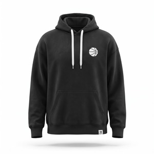 Sudadera con Capucha de Baloncesto Personalizada, 400 GSM, Felpa Gruesa Lavada, Estampado de Líneas de Cancha en la Espalda, Estilo Urbano, Venta al Por Mayor OEM - Product Image 1