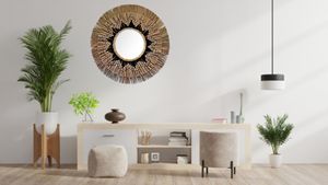 Wholesale KING CRAFT VIET <b>Vintage</b> Rustic Seagrass Wall <b>Mirror</b> Natural Seagrass Fringe Handmade Custom Size Wall Decor for Home - Product Image 6