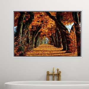 Tableau imprimé sur toile : Paysage d'automne avec arbre pour une décoration intérieure élégante, 1P : encadré blanc - Product Image 1