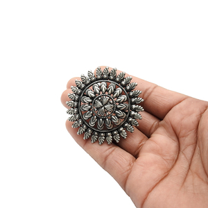 Indian Artisan Handcrafted Jewelry 925 <b>Sterling</b> Oxidized <b>Silver</b> Ethnic Style Designer <b>Ring</b> for Woman Girls Direct Factory Price - Product Image 6