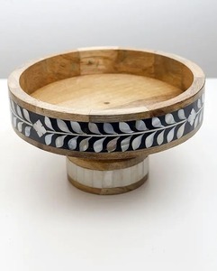 Soporte redondo de madera para Tartas con incrustaciones de madreperla, bandeja de exhibición de postres hecha a mano para boda Eid Ramadan y decoración festiva del hogar - Product Image 4